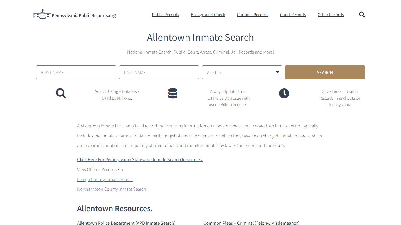 Allentown Inmate Search - APD Current & Past Jail Records